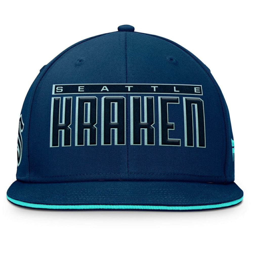 Seattle Kraken Fanatics Fundamental Gino Stack Snapback Hat Navy