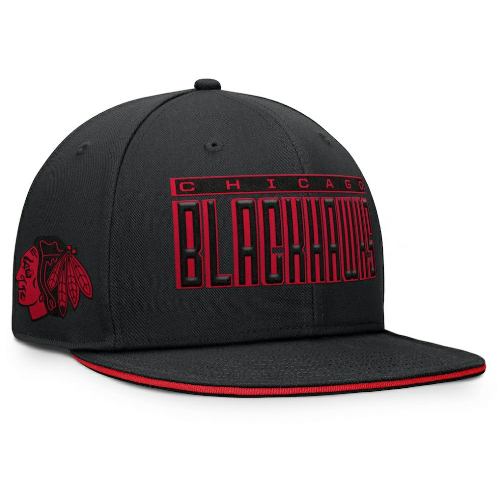 Chicago Blackhawks Fanatics Fundamental Gino Stack Snapback Hat Black