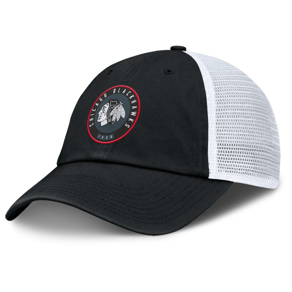Chicago Blackhawks Fanatics Averie Trucker Adjustable Hat Black/White