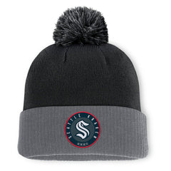 Seattle Kraken Fanatics Aspyn Cuffed Knit Hat with Pom Black