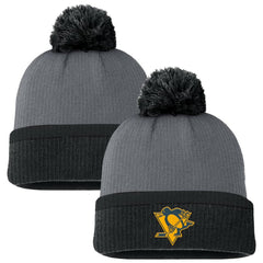 Pittsburgh Penguins Fanatics Women's Cuffed Knit Hat with Pom Charcoal
