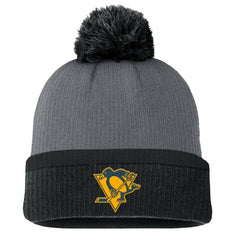 Pittsburgh Penguins Fanatics Women's Cuffed Knit Hat with Pom Charcoal