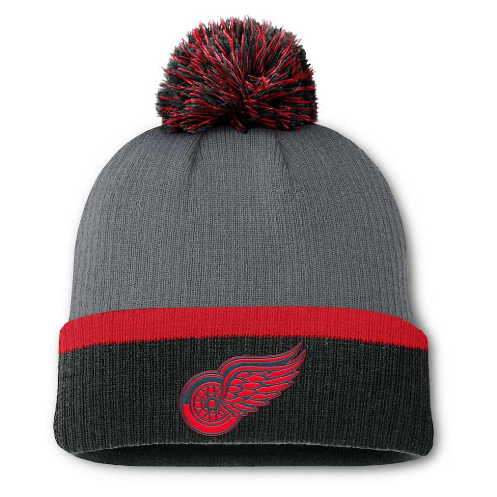 Detroit Red Wings - Fanatics Women's Cuffed Knit Hat with Pom Charcoal