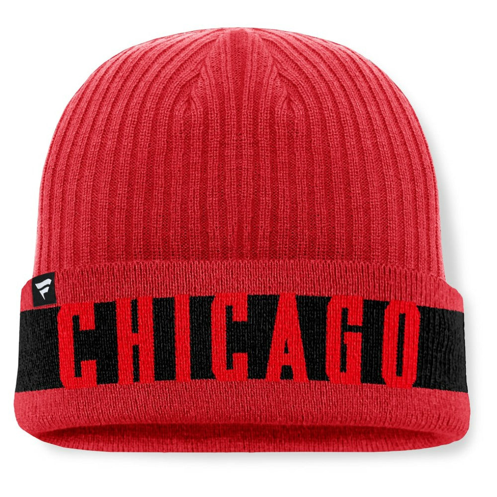 Chicago Blackhawks Fanatics Blueliner Cuffed Knit Hat Red