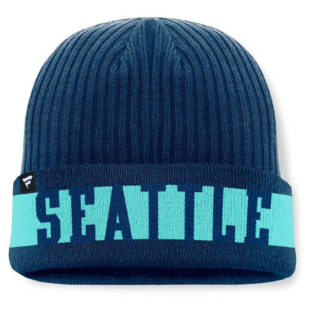 Seattle Kraken Fanatics Blueliner Cuffed Knit Hat Deep Sea Blue