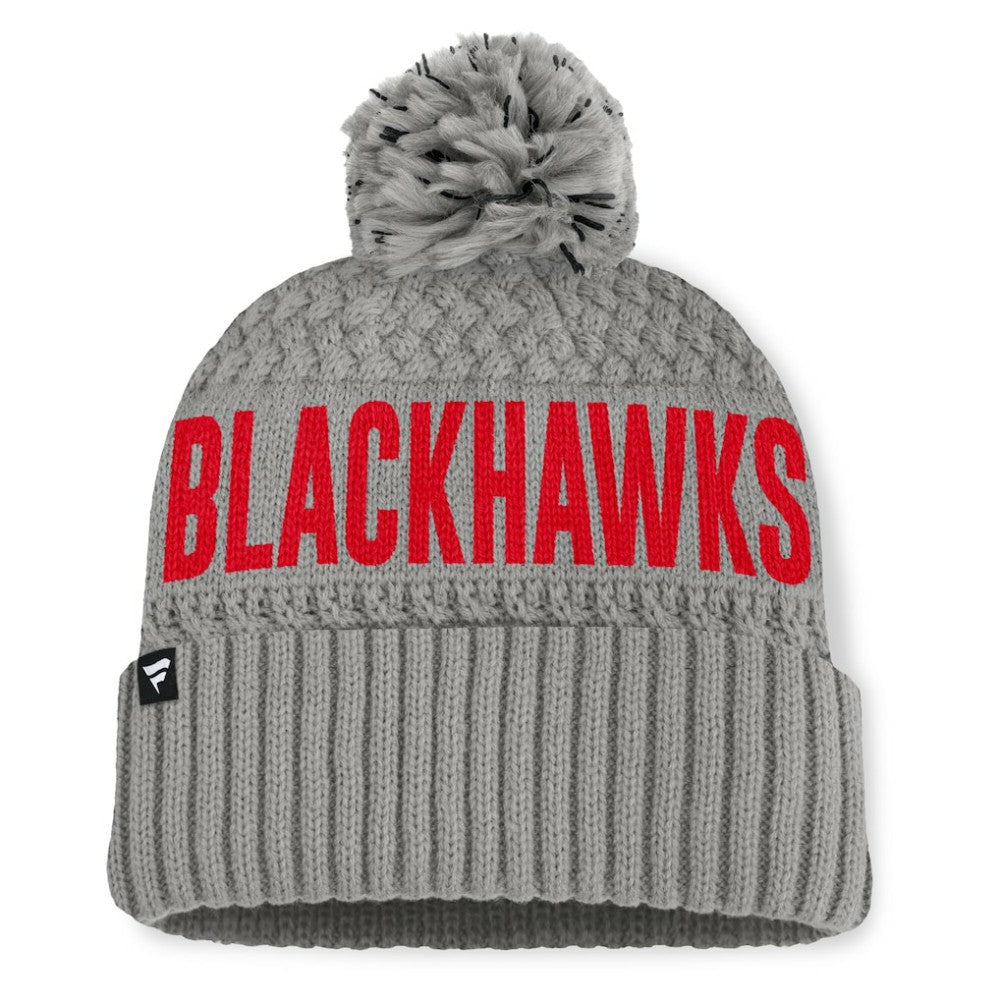 Chicago Blackhawks Fanatics Women's Heritage Tilly Cuffed Knit Hat with Pom Gray