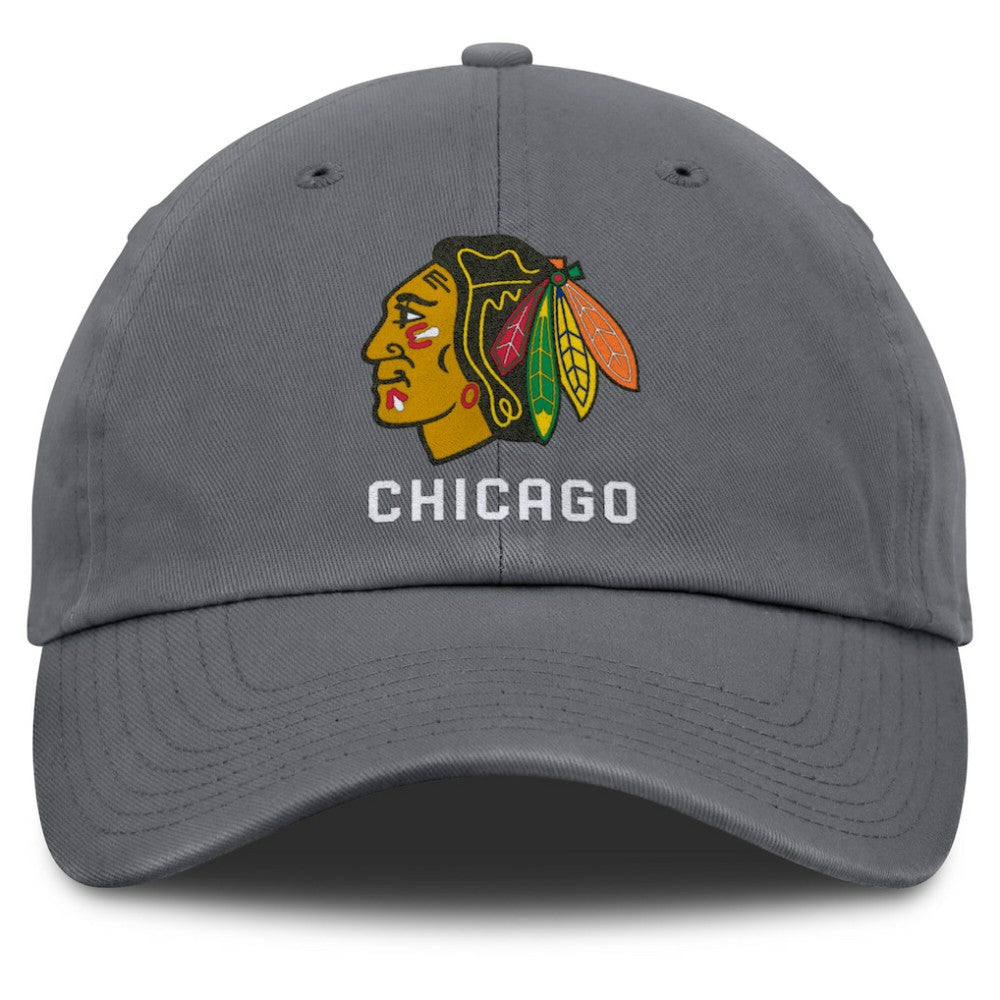 Chicago Blackhawks Fanatics Washed Adjustable Hat Charcoal