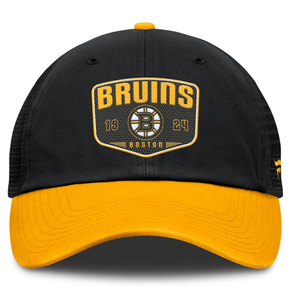 Boston Bruins Fanatics Fundamental One-Time Trucker Adjustable Hat Black