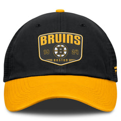 Boston Bruins Fanatics Fundamental One-Time Trucker Adjustable Hat Black