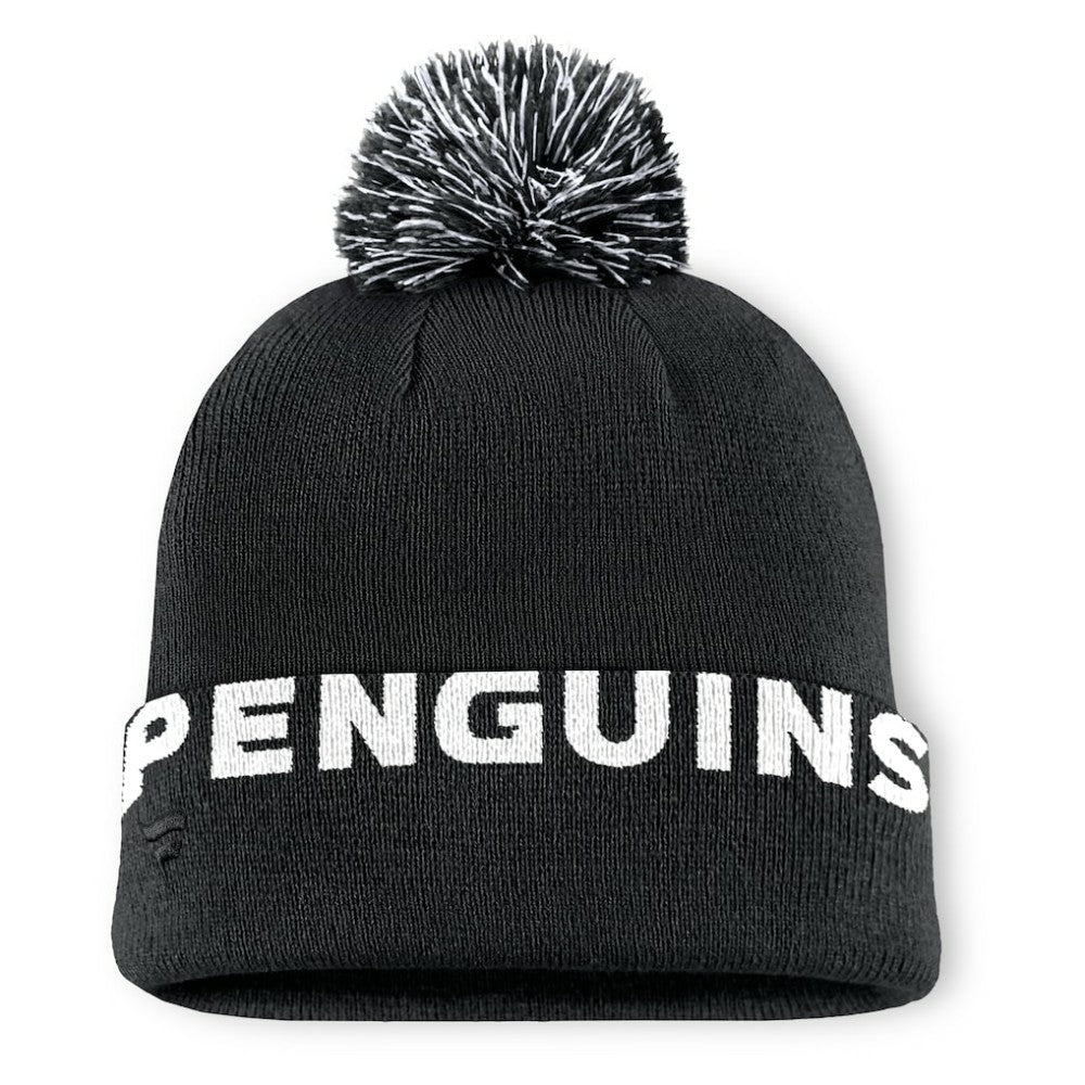 Pittsburgh Penguins Fanatics Fundamental High Stick Cuffed Knit Hat with Pom Black