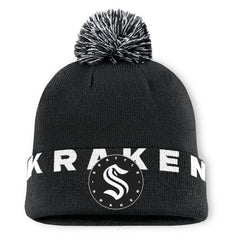 Seattle Kraken Fanatics Fundamental High Stick Cuffed Knit Hat with Pom Black