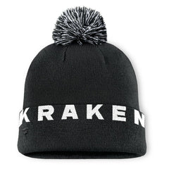 Seattle Kraken Fanatics Fundamental High Stick Cuffed Knit Hat with Pom Black