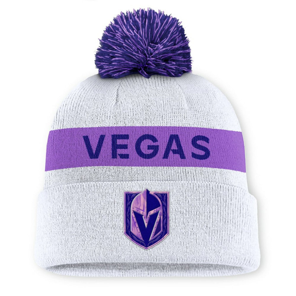 Vegas Golden Knights Fanatics Hockey Fights Cancer Cuffed Knit Hat with Pom White