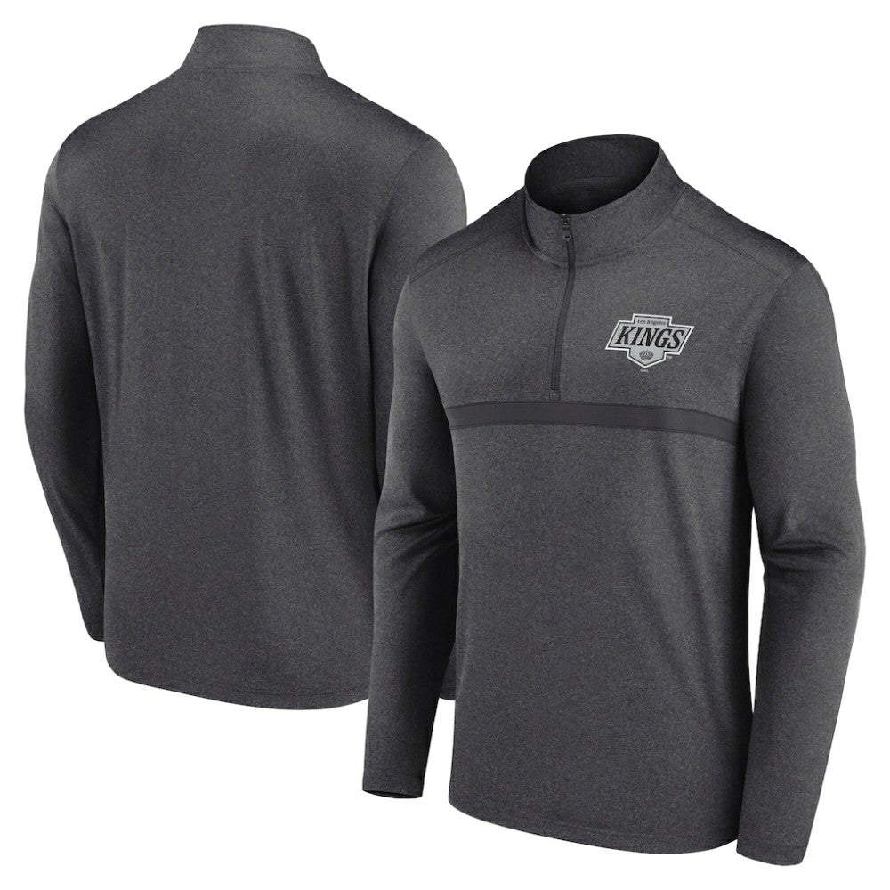 Los Angeles Kings - Logo Athletic Head-to-Head Raglan Quarter-Zip Top Heather Charcoal
