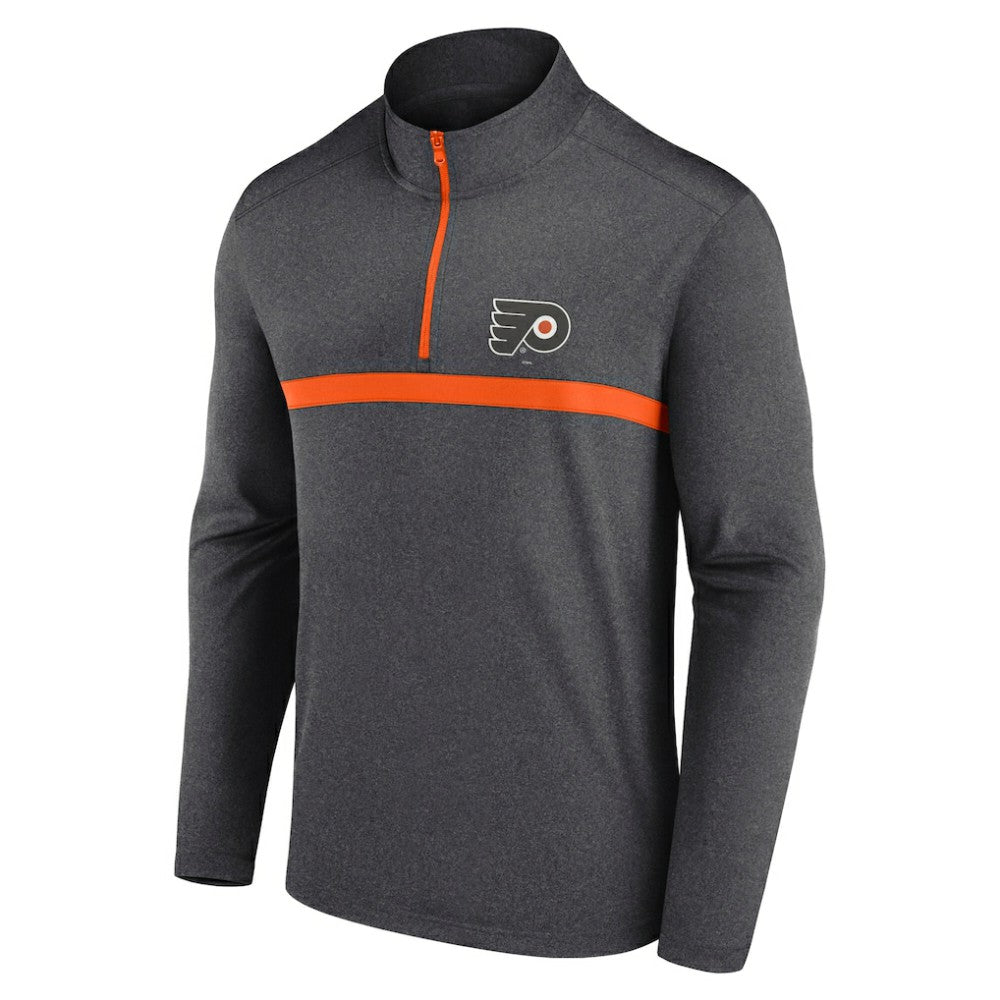 Philadelphia Flyers - Logo Athletic Head-to-Head Raglan Quarter-Zip Top Heather Charcoal