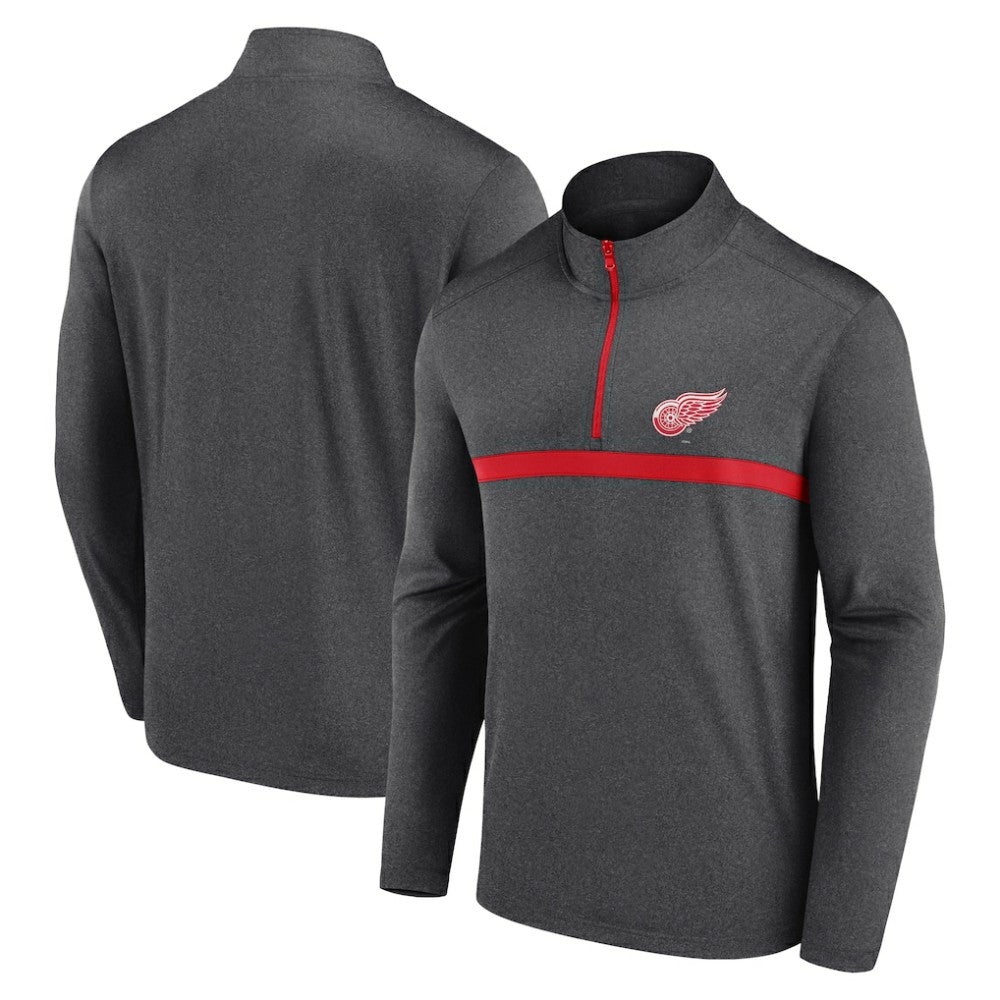 Detroit Red Wings - Logo Athletic Head-to-Head Raglan Quarter-Zip Top Heather Charcoal