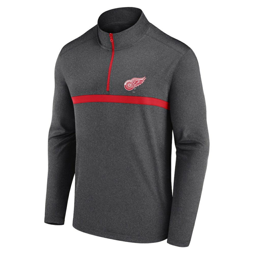 Detroit Red Wings - Logo Athletic Head-to-Head Raglan Quarter-Zip Top Heather Charcoal