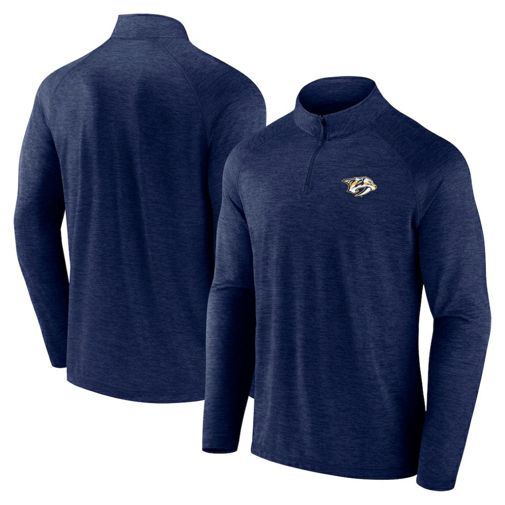 Nashville Predators - Logo Athletic Head-to-Head Raglan Quarter-Zip Top Navy