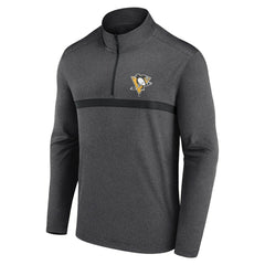 Pittsburgh Penguins Logo Athletic Head-to-Head Raglan Quarter-Zip Top Heather Charcoal