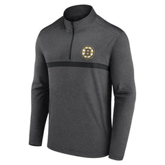 Boston Bruins Logo Athletic Head-to-Head Raglan Quarter-Zip Top Heather Charcoal