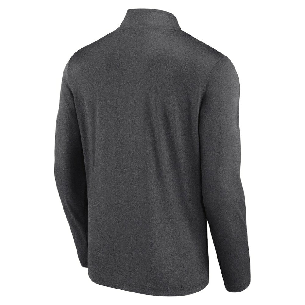 Boston Bruins Logo Athletic Head-to-Head Raglan Quarter-Zip Top Heather Charcoal