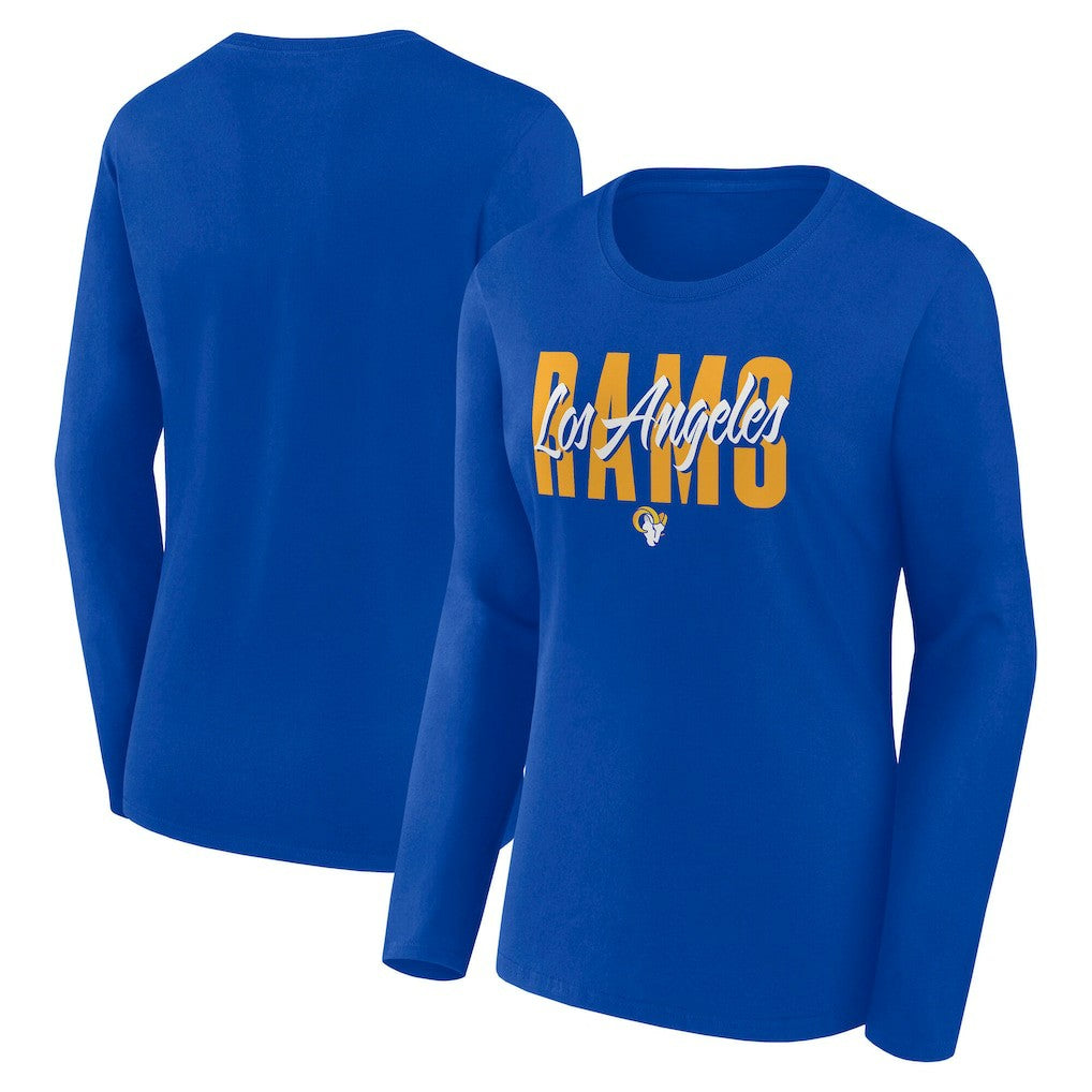 Los Angeles Rams Logo Athletic Women's Grip Long Sleeve T-Shirt Royal - NFL