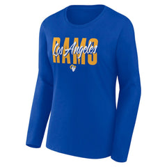 Los Angeles Rams Logo Athletic Women's Grip Long Sleeve T-Shirt Royal - NFL
