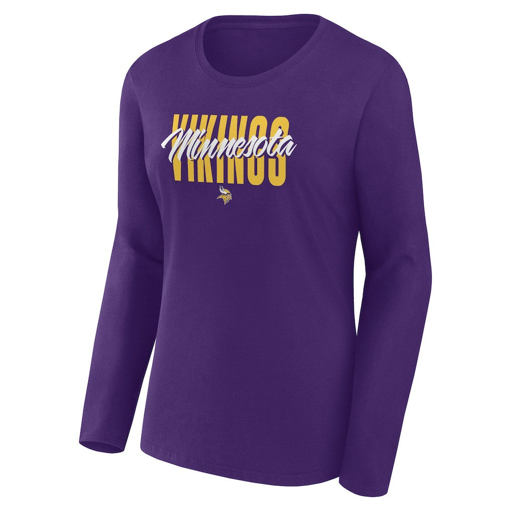Minnesota Vikings Logo Athletic Women's Grip Long Sleeve T-Shirt Purple - NFL