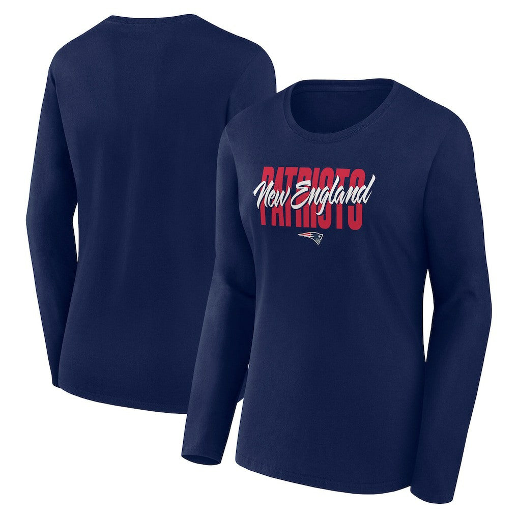 New England Patriots Logo Athletic Women's Grip Long Sleeve T-Shirt Navy - NFL