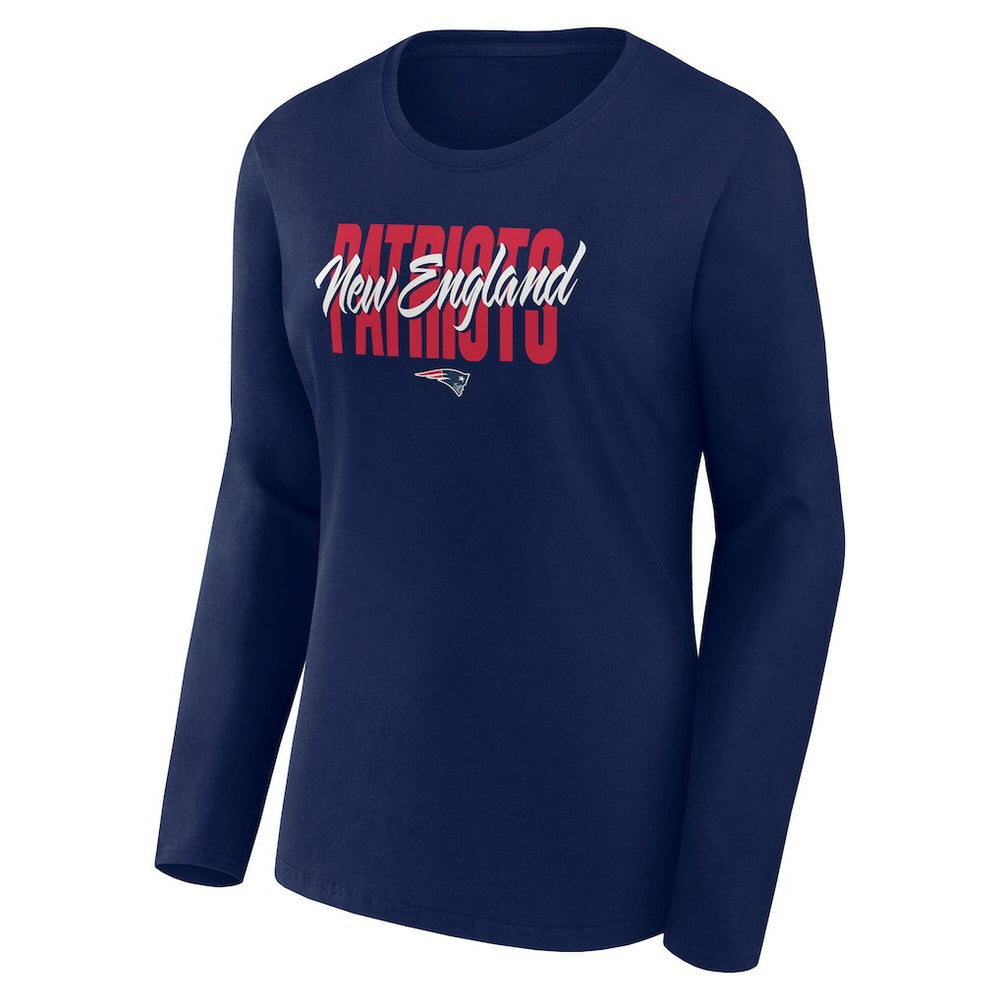 New England Patriots Logo Athletic Women's Grip Long Sleeve T-Shirt Navy - NFL