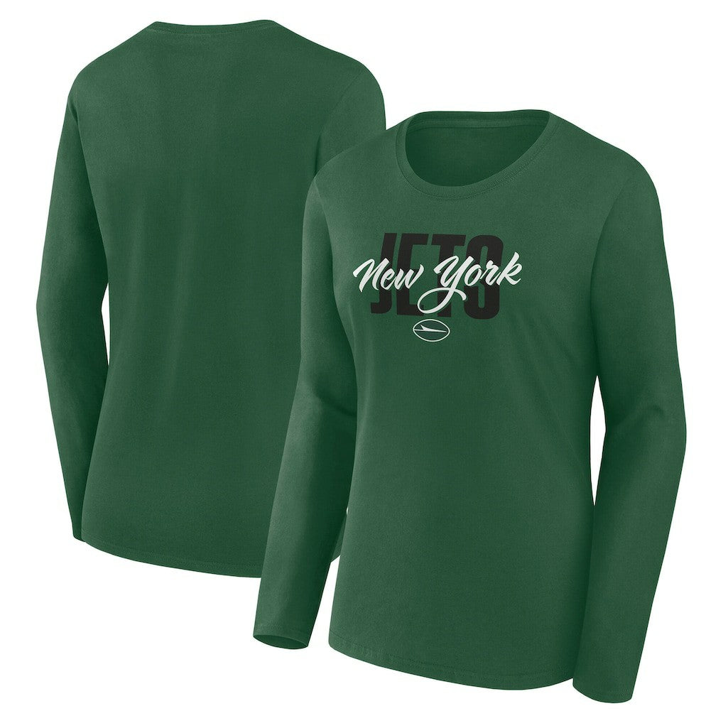 New York Jets Logo Athletic Women's Grip Long Sleeve T-Shirt Green - NFL