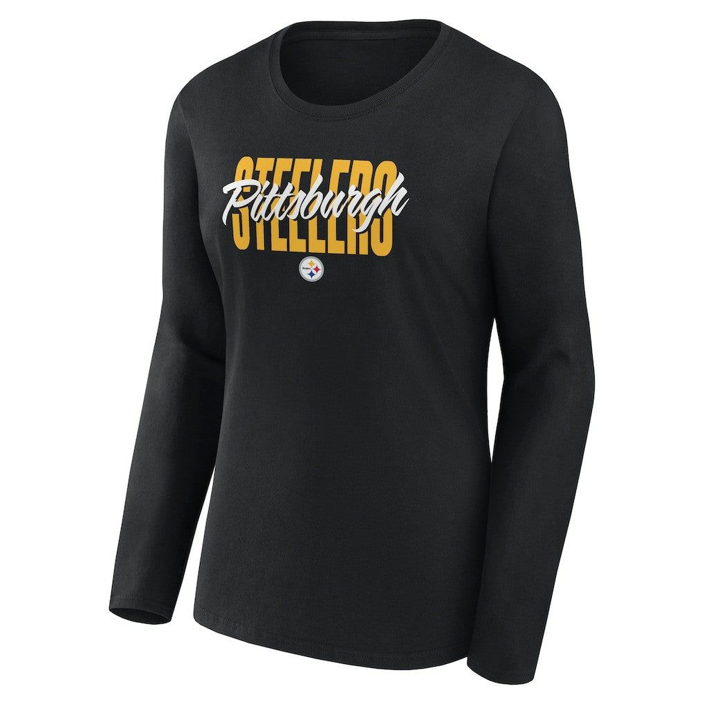 Pittsburgh Steelers Logo Athletic Women's Grip Long Sleeve T-Shirt Black - NFL
