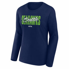 Seattle Seahawks Logo Athletic Women's Grip Long Sleeve T-Shirt College Navy - NFL