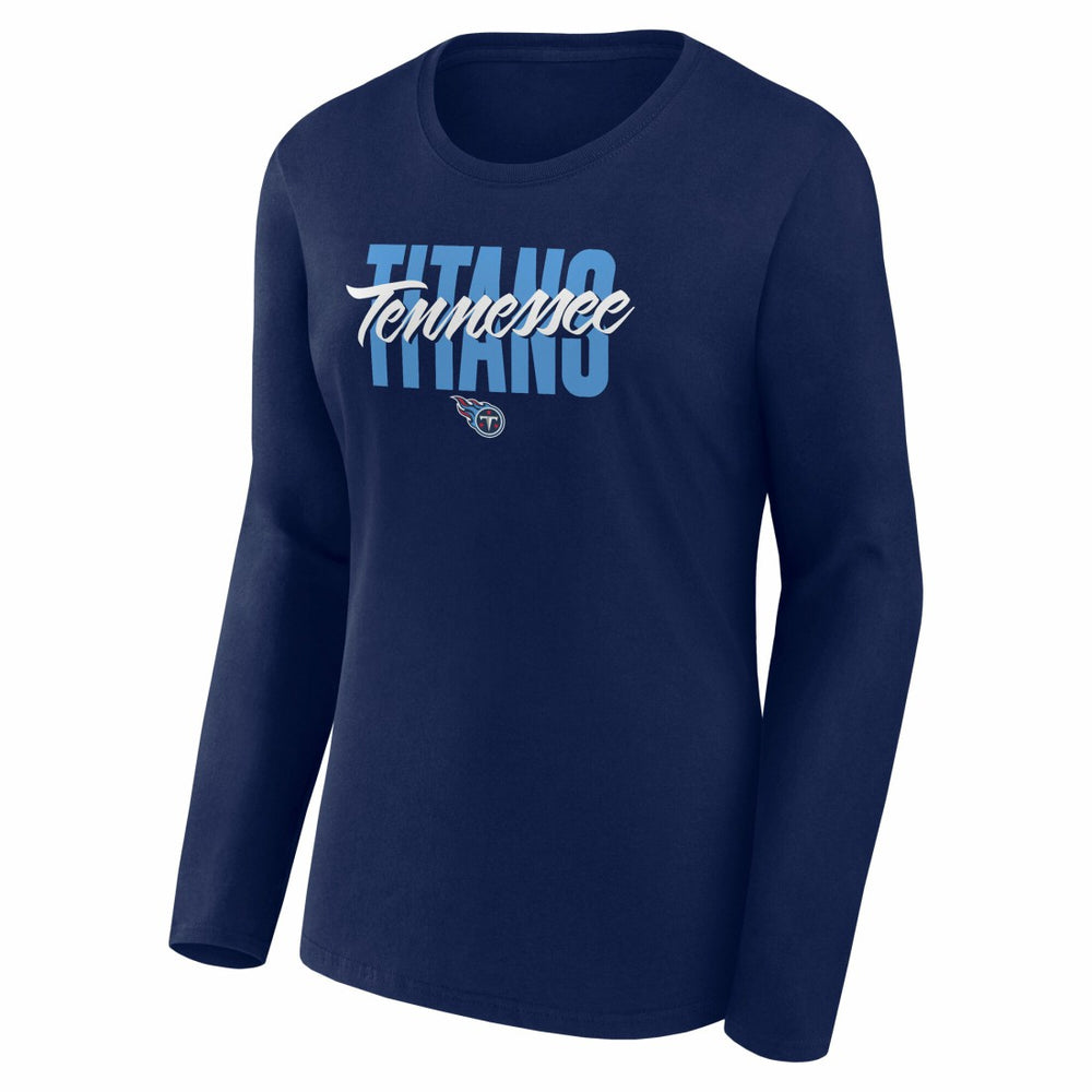 Tennessee Titans Logo Athletic Women's Grip Long Sleeve T-Shirt Navy - NFL