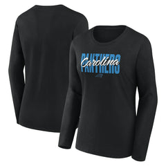 Carolina Panthers Logo Athletic Women's Grip Long Sleeve T-Shirt Black - NFL