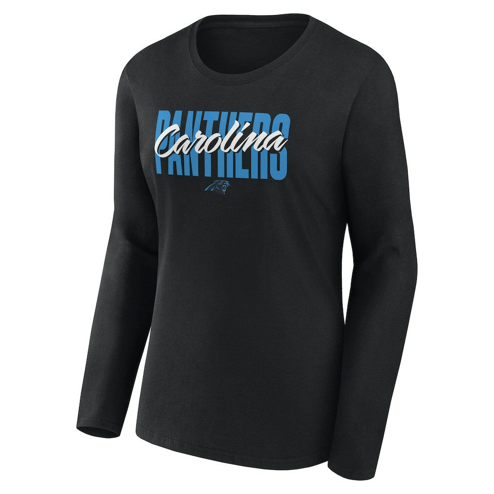 Carolina Panthers Logo Athletic Women's Grip Long Sleeve T-Shirt Black - NFL