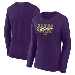 Baltimore Ravens Logo Athletic Women's Grip Long Sleeve T-Shirt Purple - NFL
