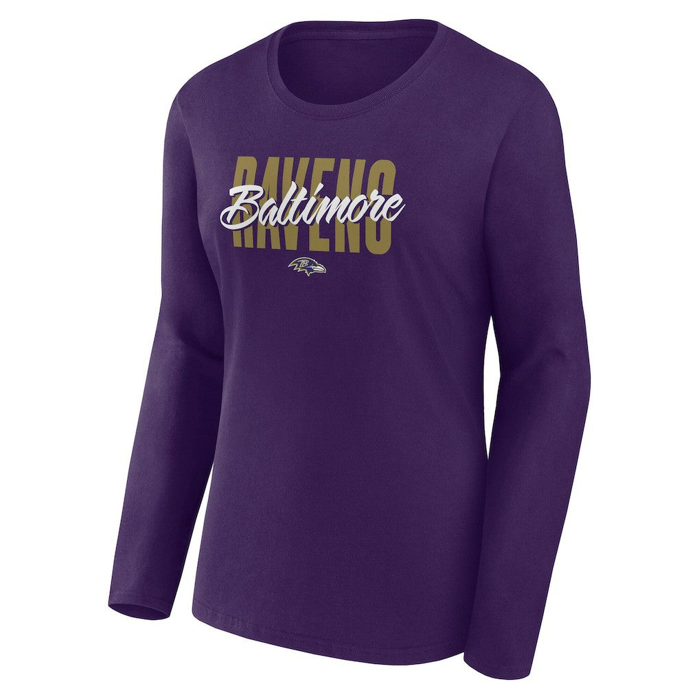 Baltimore Ravens Logo Athletic Women's Grip Long Sleeve T-Shirt Purple - NFL