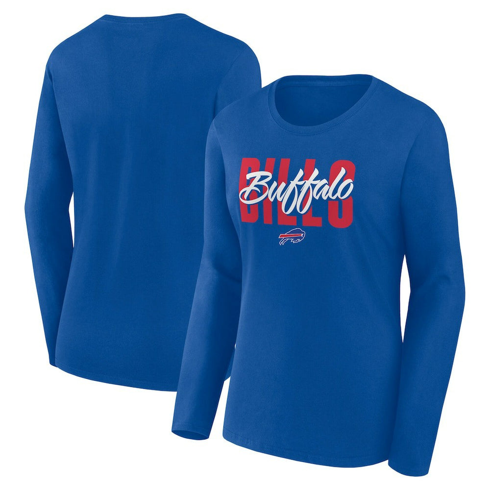 Buffalo Bills Logo Athletic Women's Grip Long Sleeve T-Shirt Royal - NFL