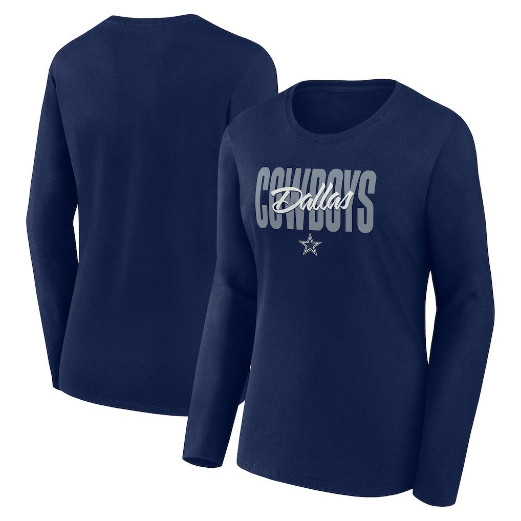 Dallas Cowboys Logo Athletic Women's Grip Long Sleeve T-Shirt Navy - NFL