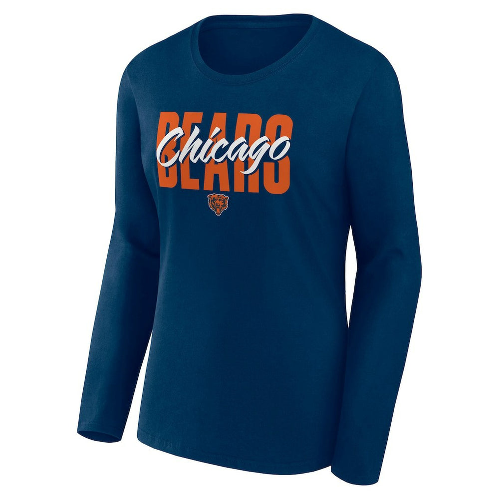 Chicago Bears Logo Athletic Women's Grip Long Sleeve T-Shirt Navy - NFL