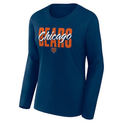 Chicago Bears Logo Athletic Women's Grip Long Sleeve T-Shirt Navy - NFL