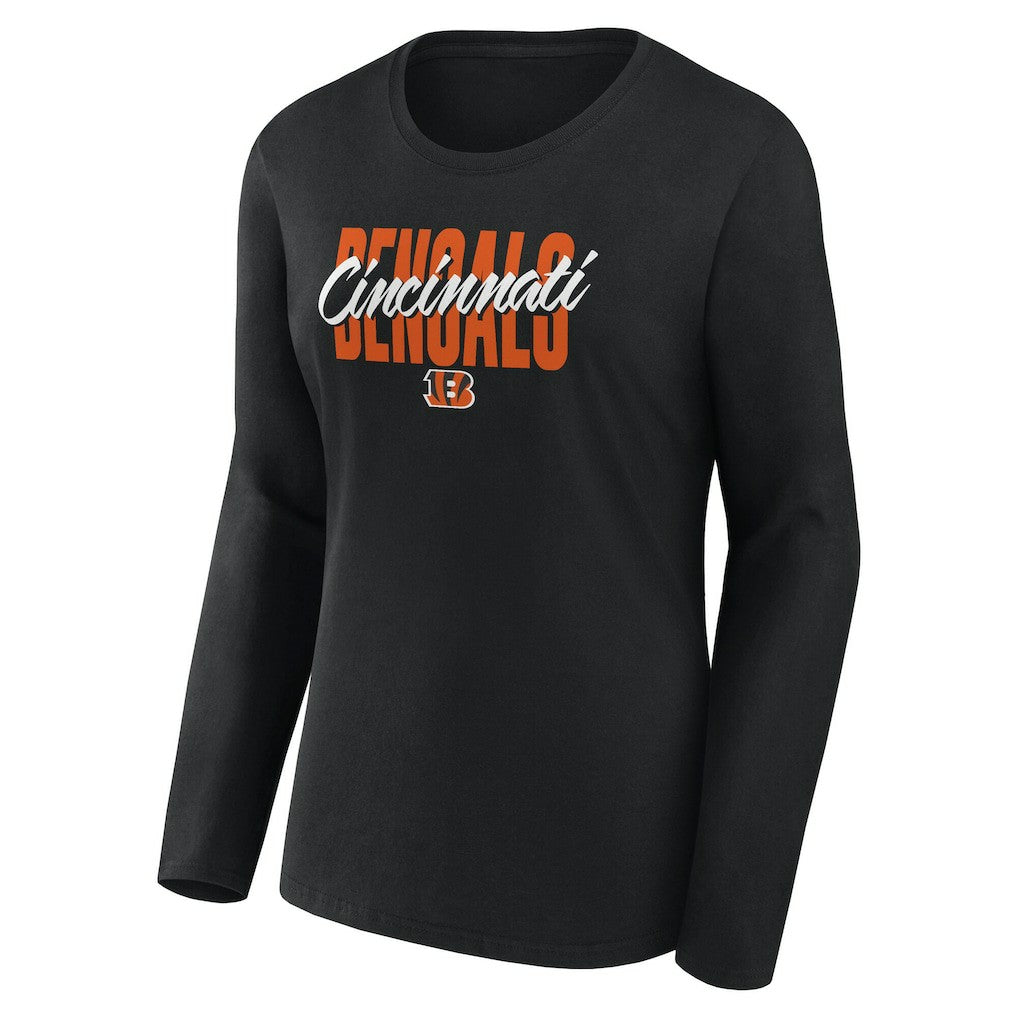 Cincinnati Bengals Logo Athletic Women's Grip Long Sleeve T-Shirt Black - NFL