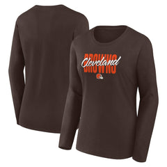 Cleveland Browns Logo Athletic Women's Grip Long Sleeve T-Shirt Brown - NFL