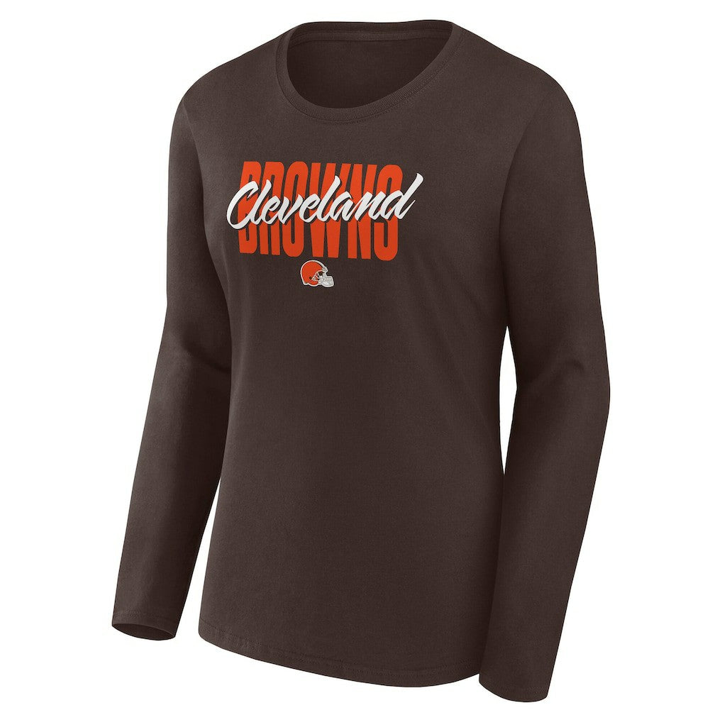 Cleveland Browns Logo Athletic Women's Grip Long Sleeve T-Shirt Brown - NFL