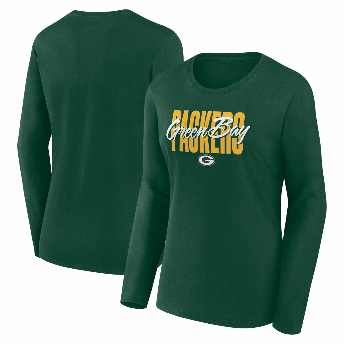 Green Bay Packers Logo Athletic Women's Grip Long Sleeve T-Shirt Green - NFL
