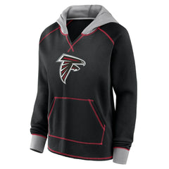Atlanta Falcons Logo Athletic Women's Boom Fleece Pullover V-Neck Hoodie Black - NFL