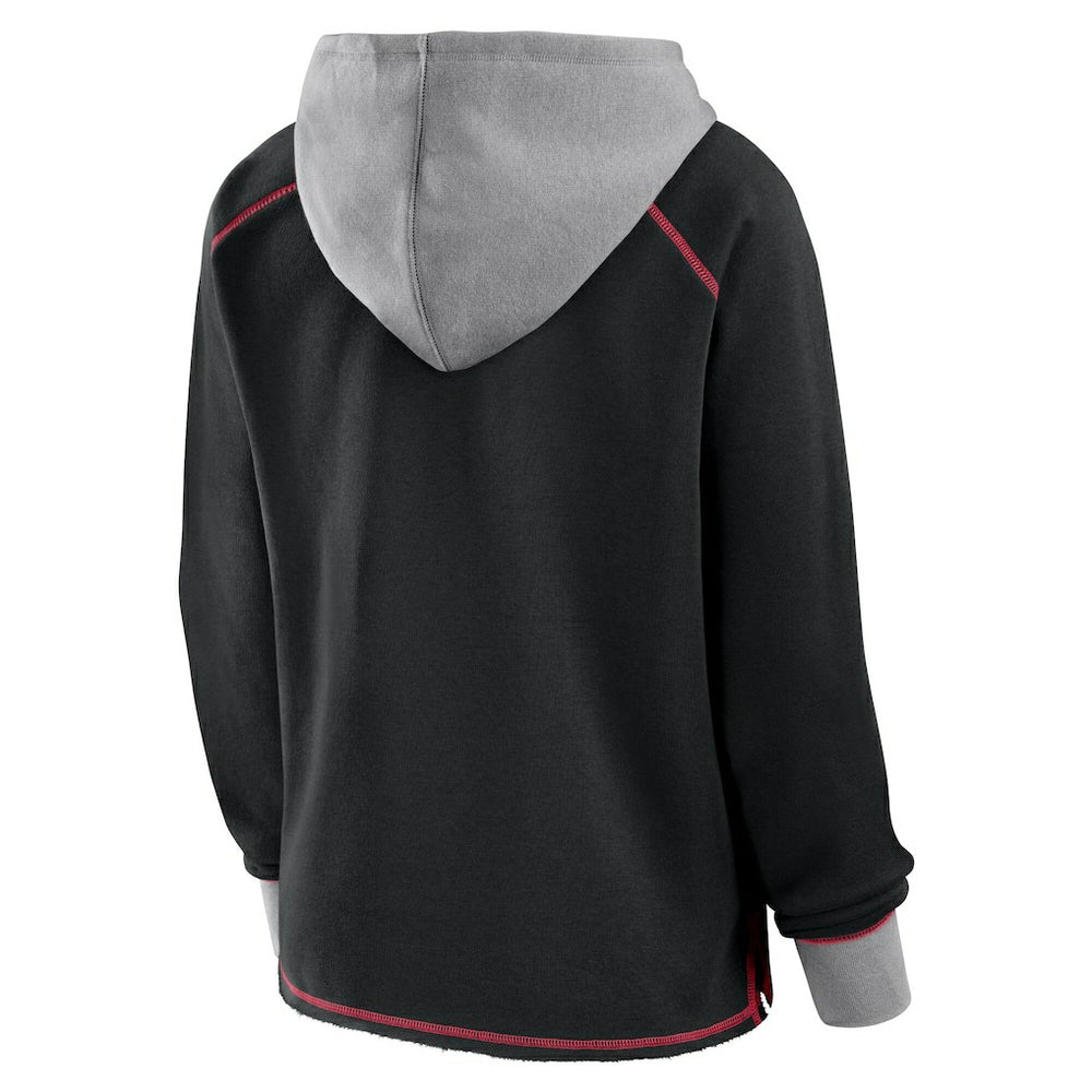 Atlanta Falcons Logo Athletic Women's Boom Fleece Pullover V-Neck Hoodie Black - NFL
