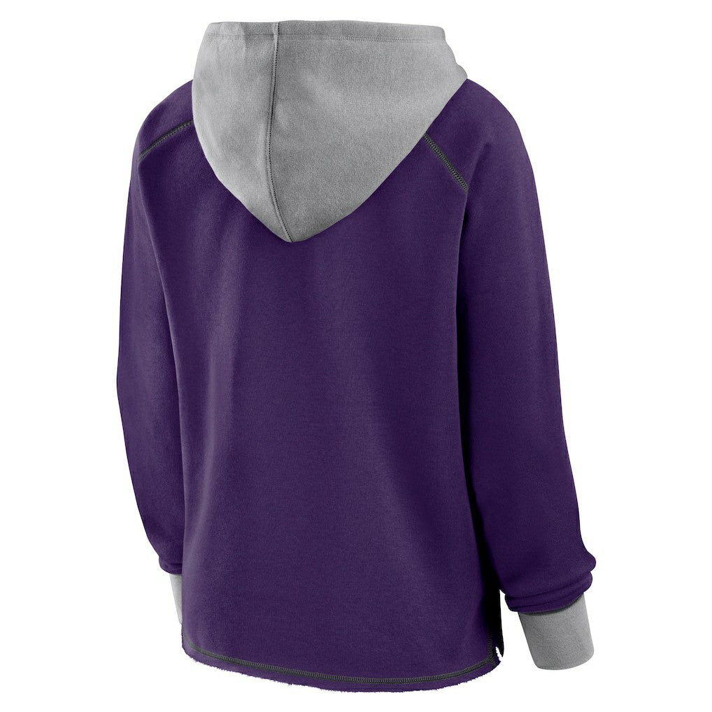 Baltimore Ravens Logo Athletic Women's Boom Fleece Pullover V-Neck Hoodie Purple - NFL