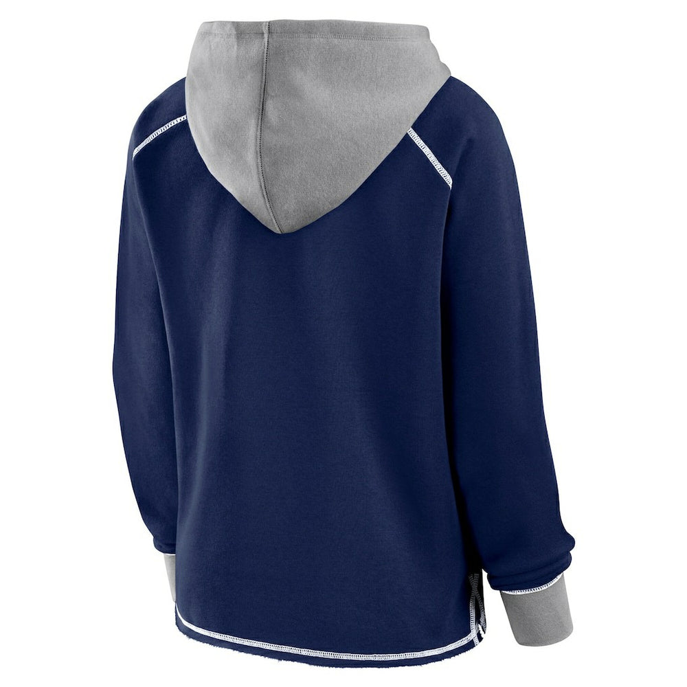Dallas Cowboys Logo Athletic Women's Boom Fleece Pullover V-Neck Hoodie Navy - NFL